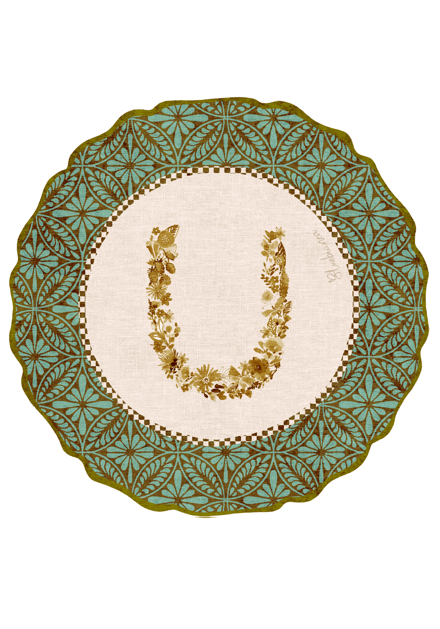 Tovaglietta da Colazione Tonde - Monogram Verde