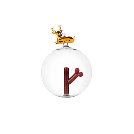 Pallina di Natale in Vetro - Renna&Bacche