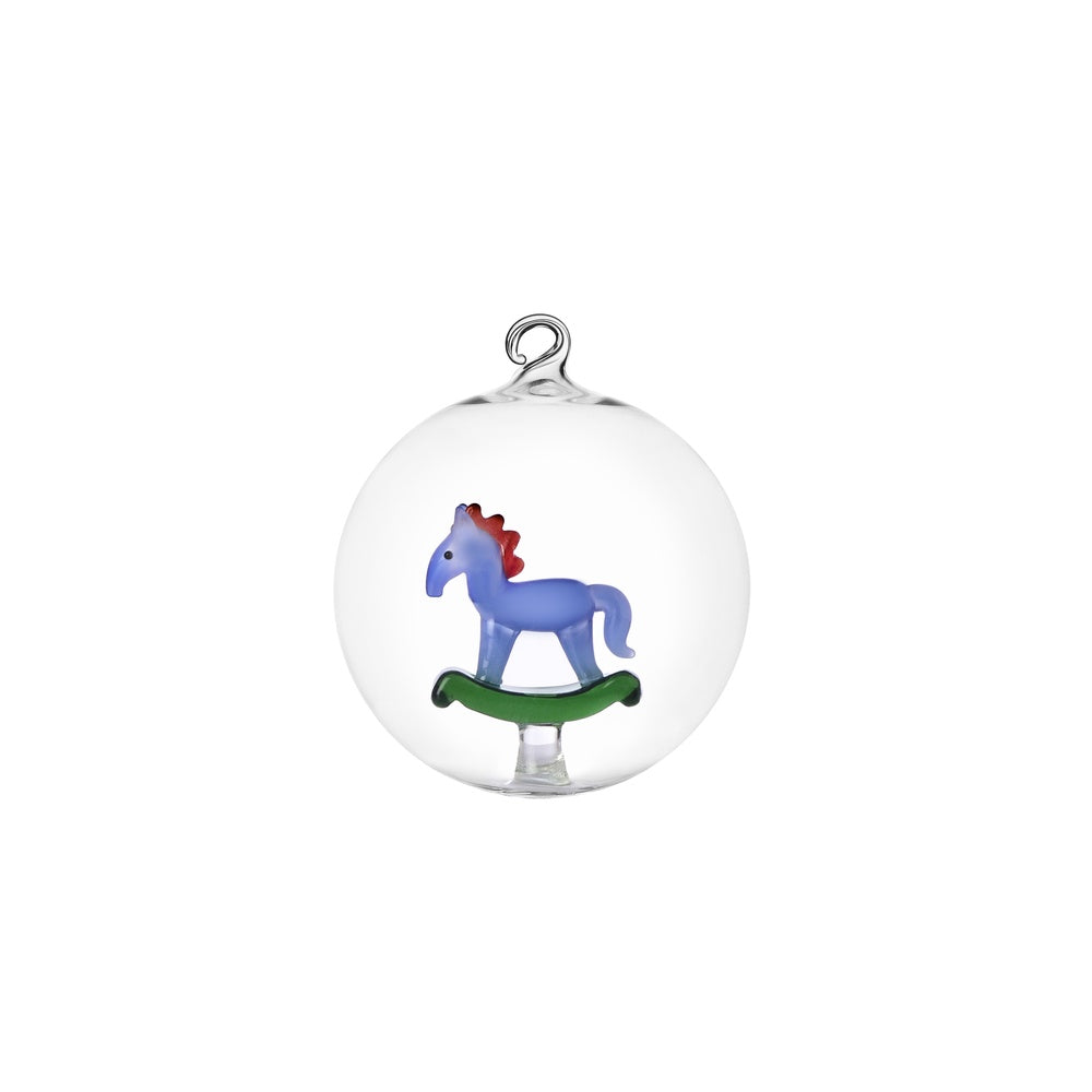 Pallina di Natale in Vetro - Cavallo a Dondolo