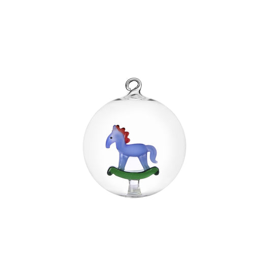Pallina di Natale in Vetro - Cavallo a Dondolo
