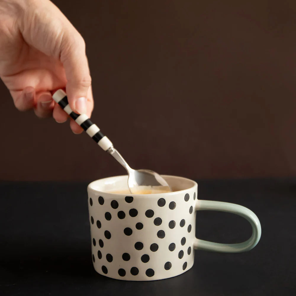 Tazza in ceramica a Pois - manico azzurro