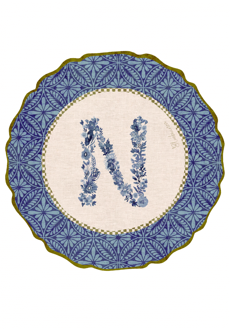 Tovaglietta da Colazione Tonde - Monogram Blu