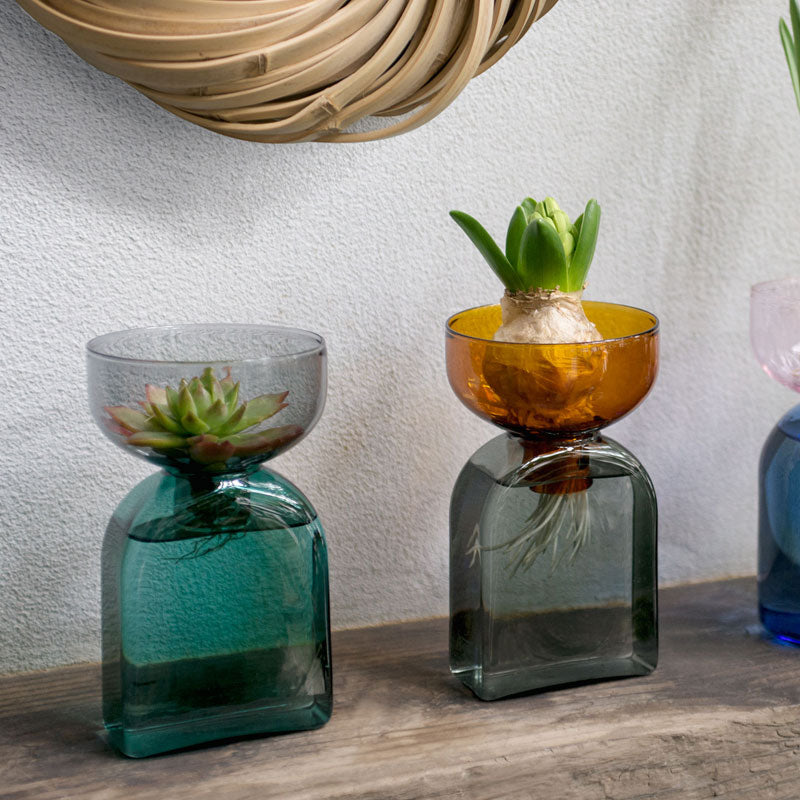 Vaso in Vetro Bicolore - Blu e Rosa
