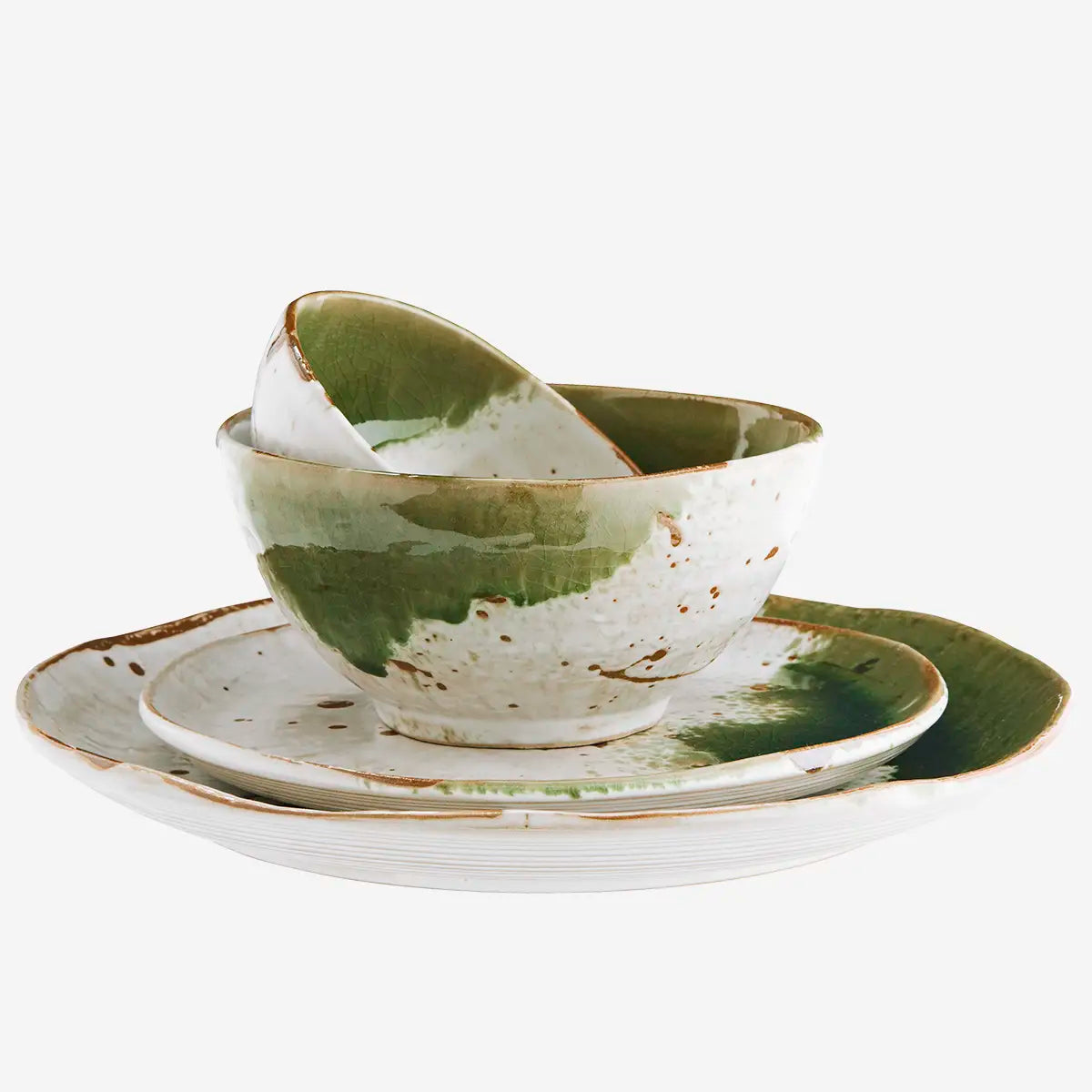 Piatto Piano - Verde e bianco 21 cm