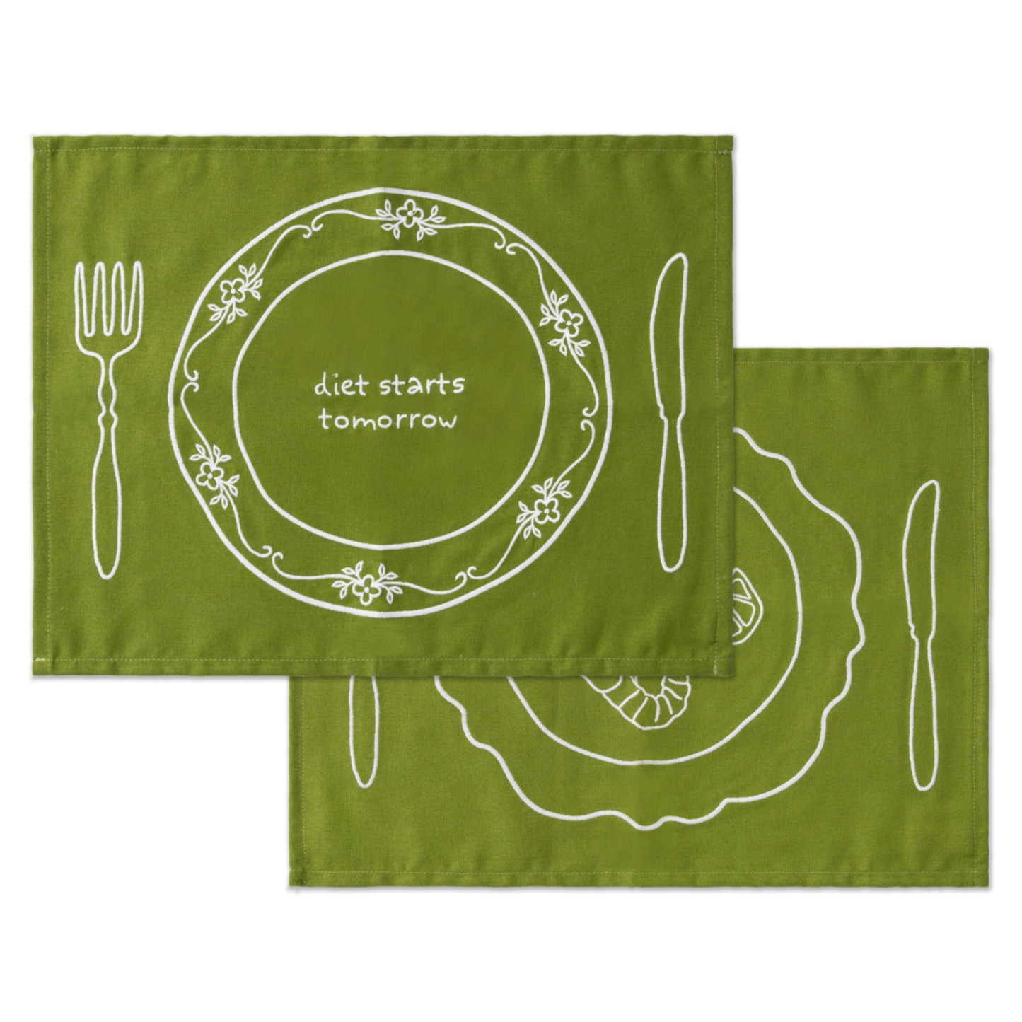 Set 2 Tovagliette in stoffa Verdi - "Bistrot" con Gamberi Diet Starts Tomorrow