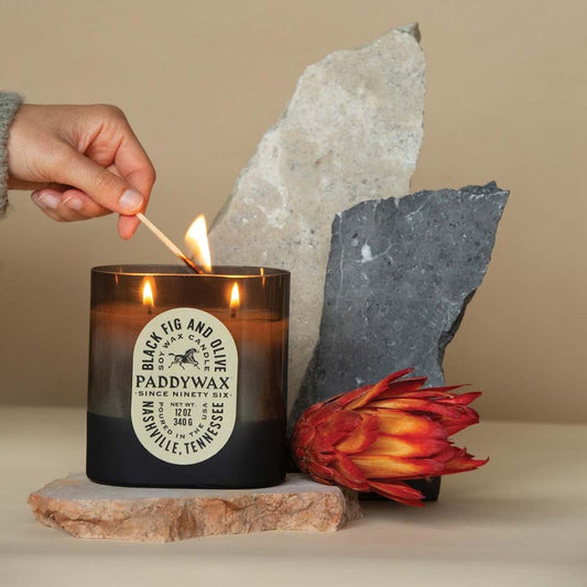 Candela in vetro - Fico Nero e Oliva